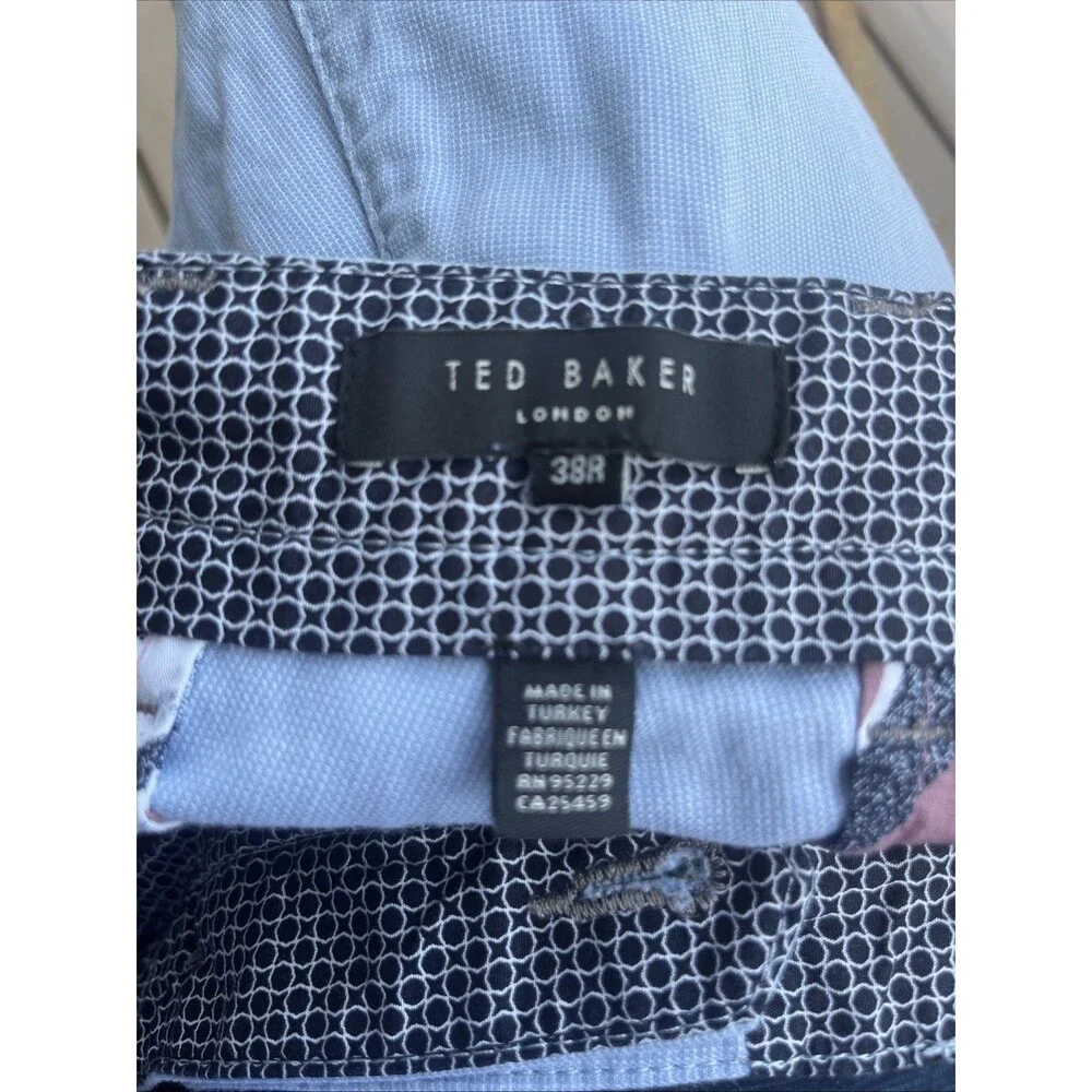 TED BAKER London Lot of 2 Men's Chino Shorts Flat Front Summer Wear Blue Size 38